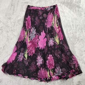 Floral Maxi Skirt in Pink and Black
